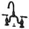 Kingston Brass Bridge Bathroom Faucet with Brass PopUp, Matte Black KS7990BAL - alternate 1